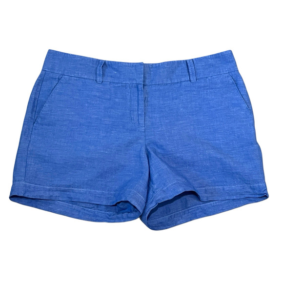 Talbots Pants - Talbots Women’s Blue Chambray Flat Front Cotton Linen Blend Shorts Size 10